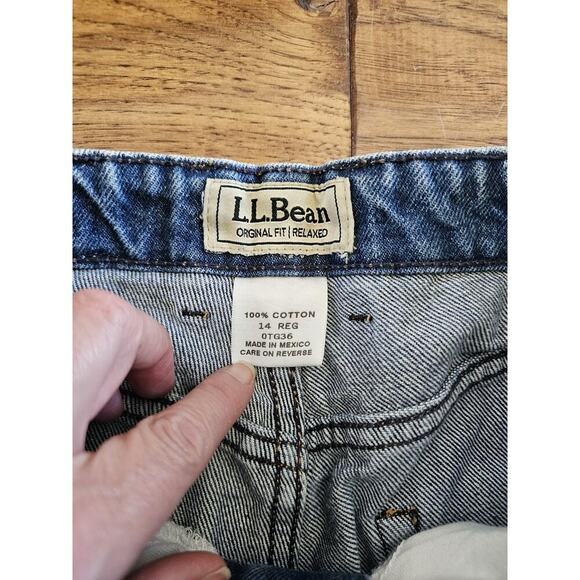 L.L Bean Blue Original Fit/Relaxed Denim Jeans Size 14 R 90's Mom Elastic Waist - Picture 3 of 8